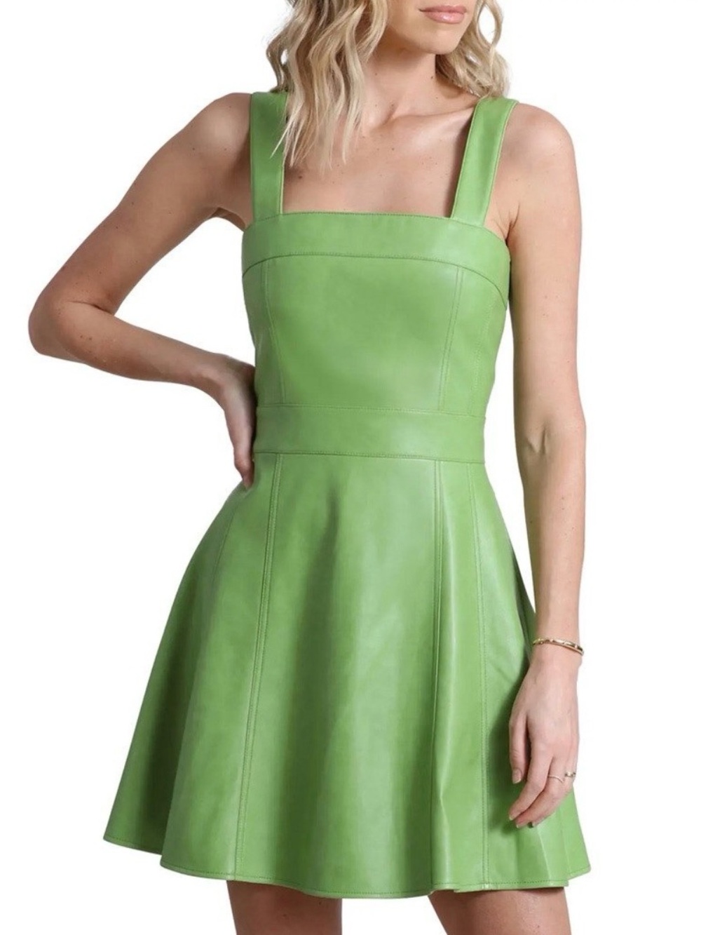 Avec Les Filles Faux Leather Fit & Flare Mini Dress – Size L